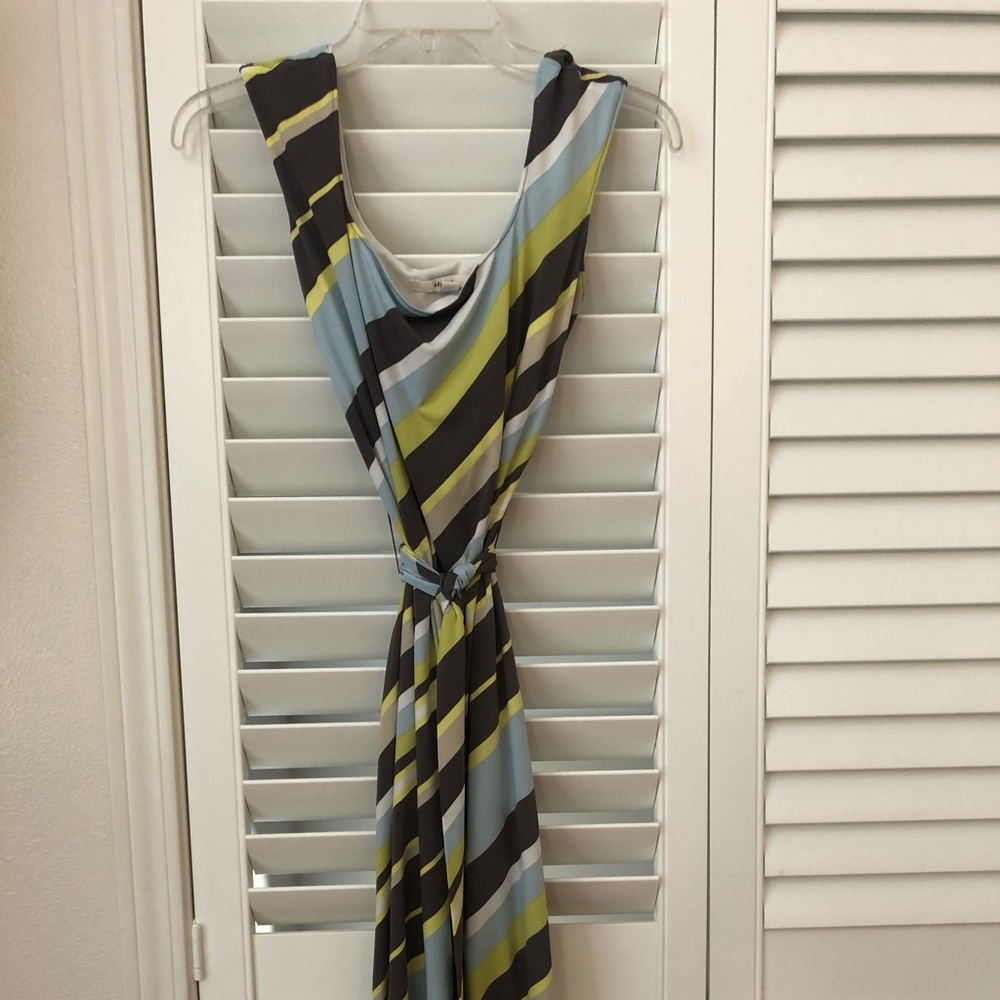 Merona, tan/brown/yellow/white/baby blue, dress